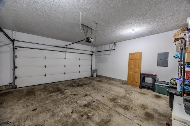 garage featuring a garage door opener and electric panel