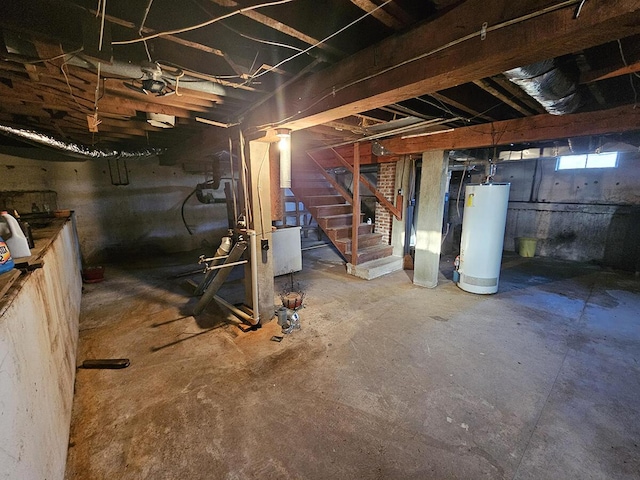 basement with gas water heater