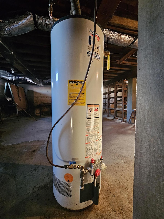 utility room with gas water heater