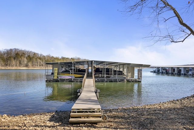 dock area featuring a water view