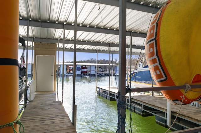 view of dock featuring a water view