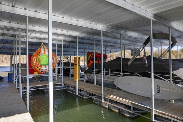 view of dock featuring a water view