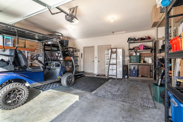 garage with a garage door opener