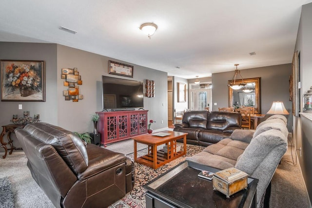 living room featuring carpet floors