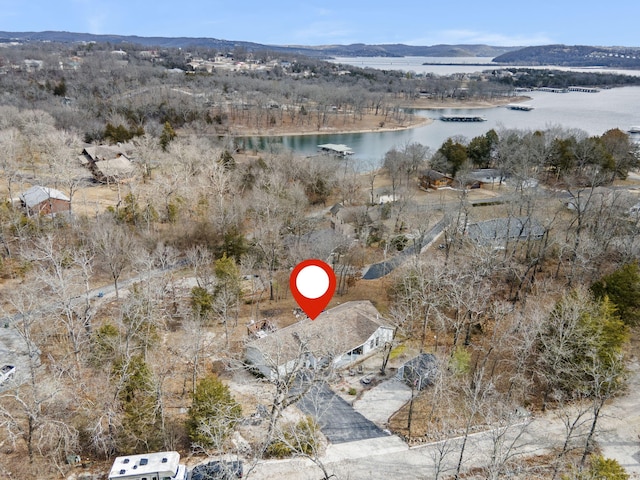 aerial view with a water and mountain view