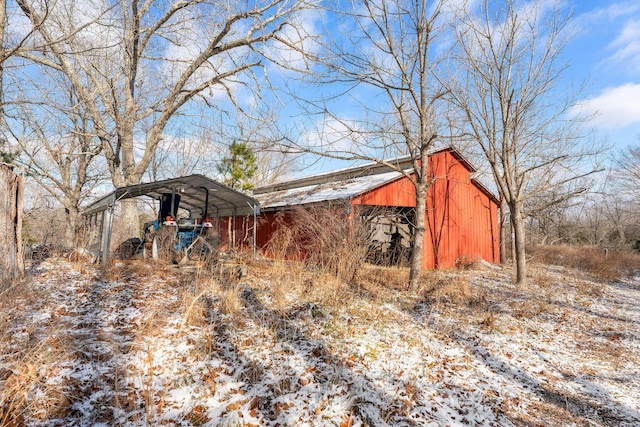 view of snow covered structure