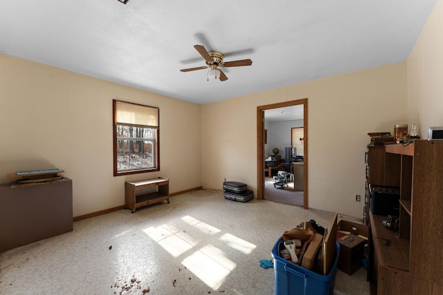 misc room with ceiling fan