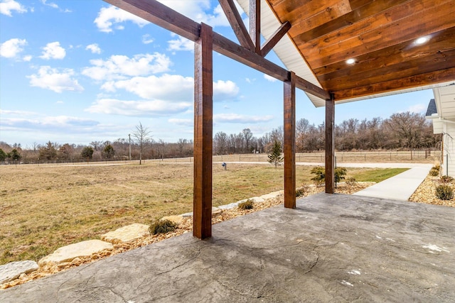 view of patio featuring a rural view