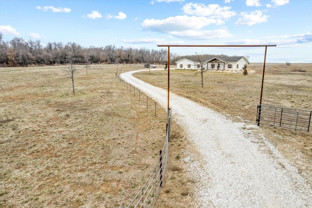 view of road featuring a rural view