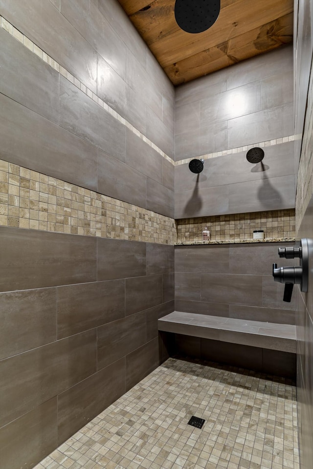 10263 State Highway 14 W, Billings, MO 65610 - bathroom featuring a sauna / steam room, a tile shower, and wood ceiling