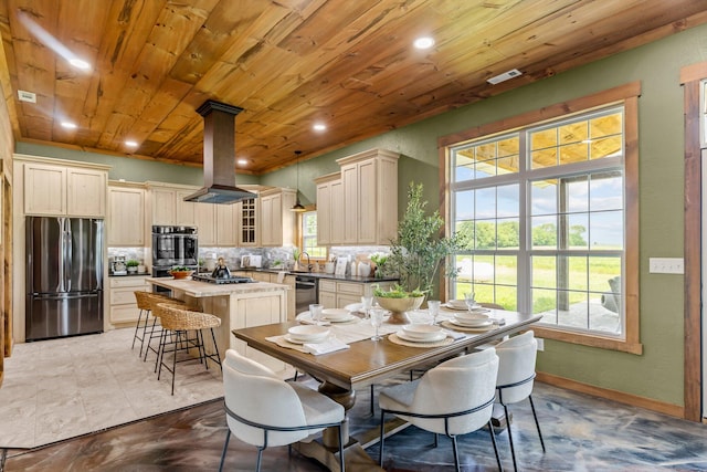 10263 State Highway 14 W, Billings, MO 65610 - dining space with wooden ceiling, recessed lighting, and baseboards
