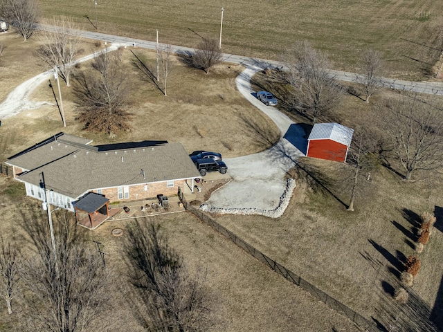 aerial view featuring a rural view