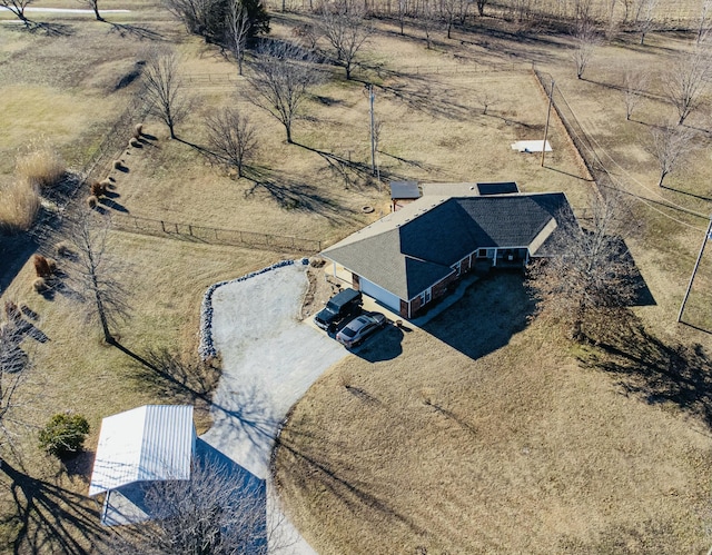 bird's eye view featuring a rural view