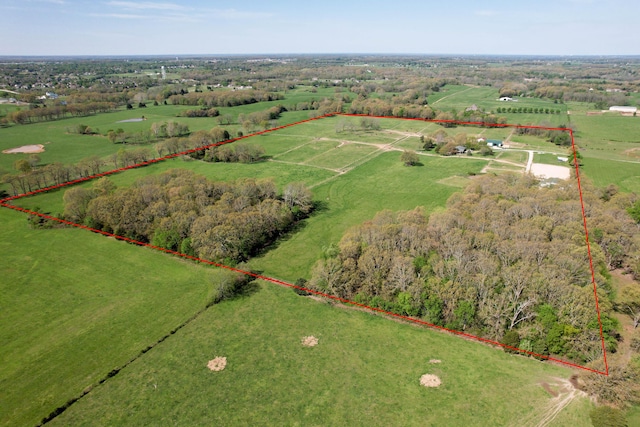 aerial view featuring a rural view