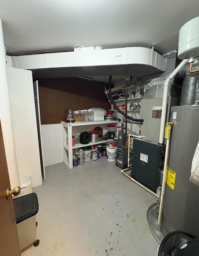 basement featuring water heater