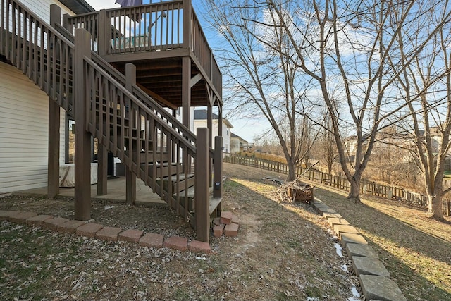 view of yard with a deck