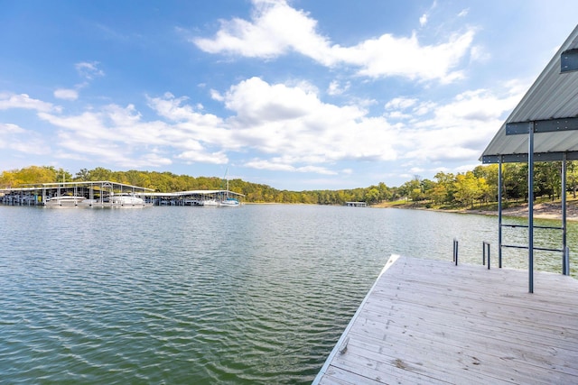 view of dock featuring a water view