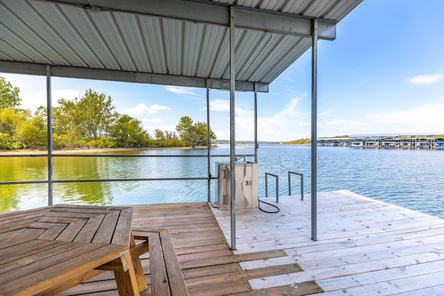 dock area featuring a water view