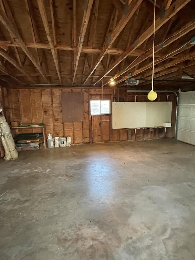 garage with a garage door opener