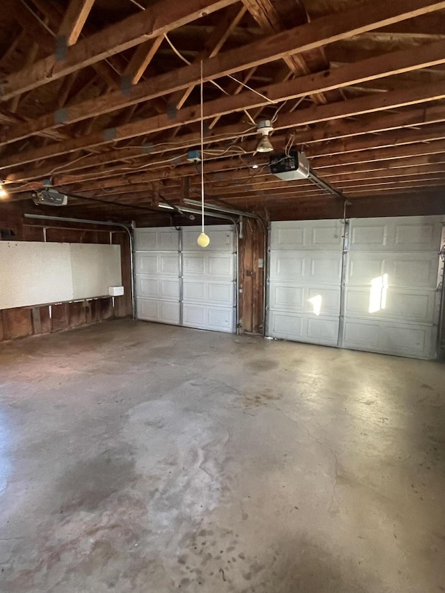 garage with a garage door opener