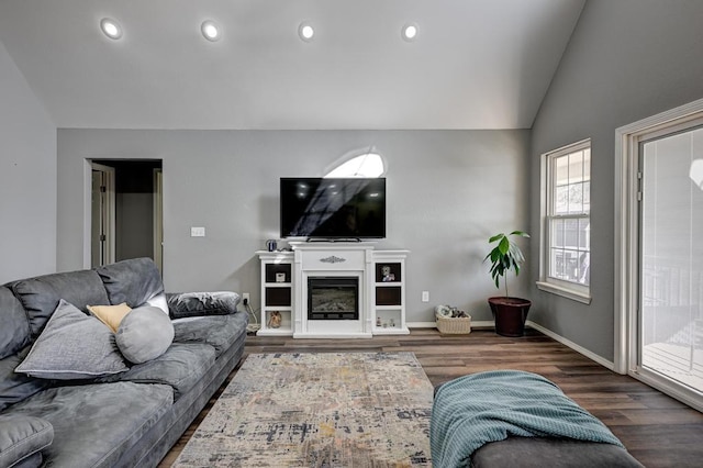 21 Meadow Brook Ln, Anderson, MO 64831 - living room with lofted ceiling and dark wood-type flooring