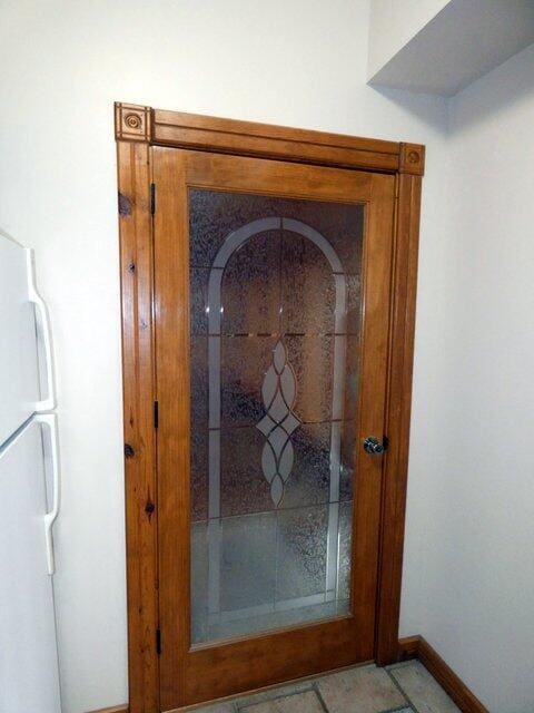 interior details with white refrigerator