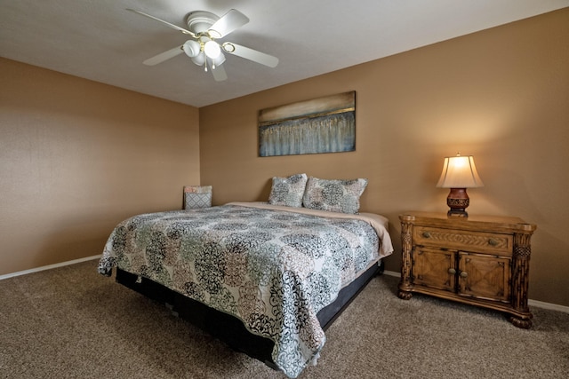 bedroom featuring carpet and ceiling fan