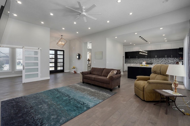 living room with wood-type flooring