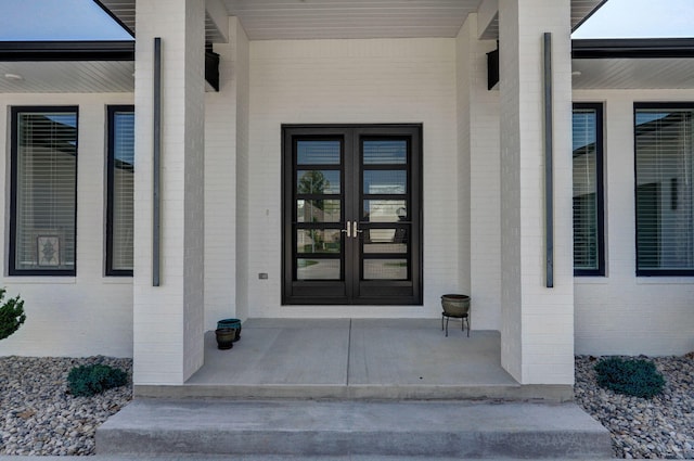 property entrance with french doors