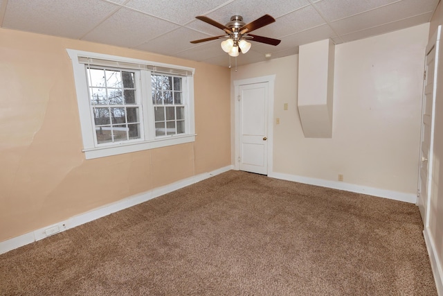 carpeted empty room with ceiling fan