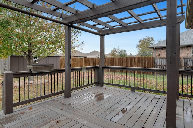 wooden terrace featuring a pergola