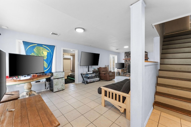 view of tiled living room