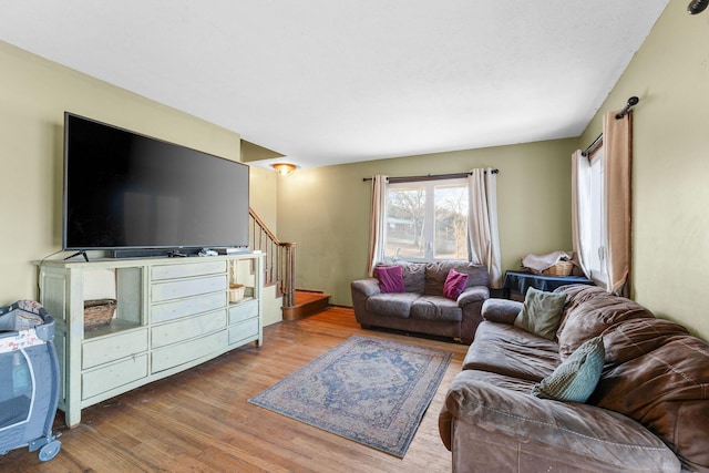 living room featuring light wood-type flooring