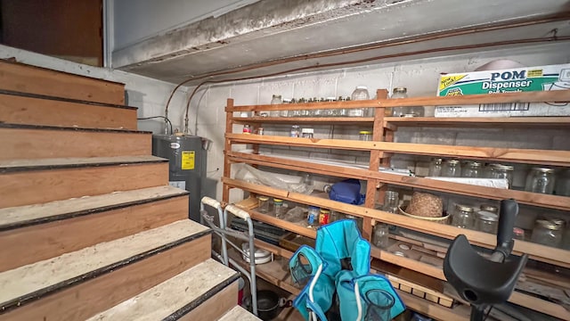 storage room featuring electric water heater