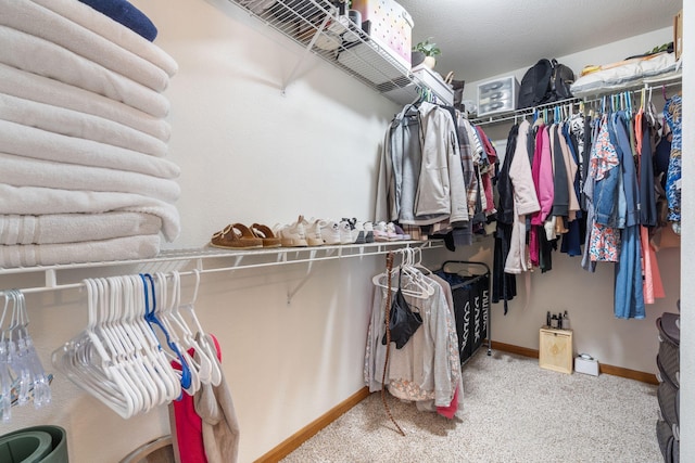 spacious closet with carpet floors