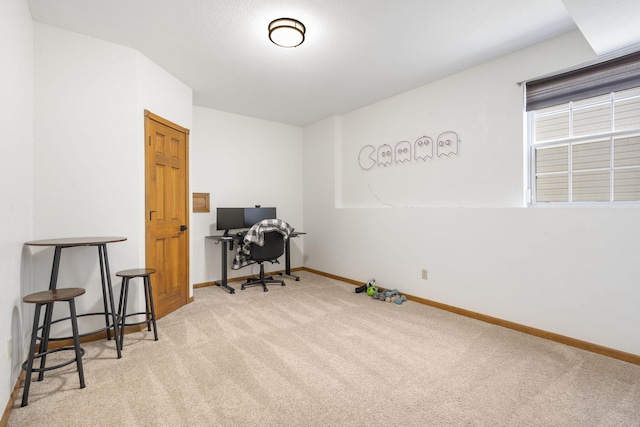 office space featuring light colored carpet