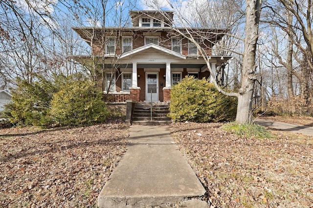 view of front facade featuring covered porch