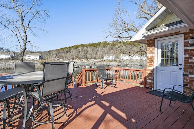 view of snow covered deck