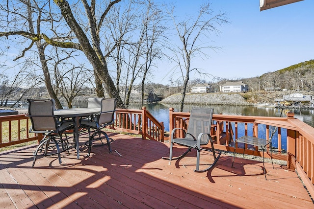 wooden terrace with a water view