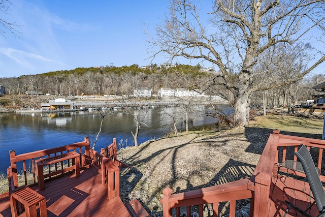 view of dock featuring a water view