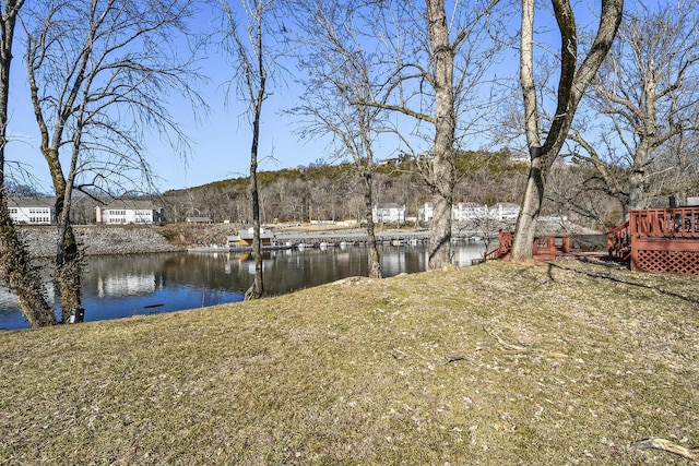 view of yard featuring a water view