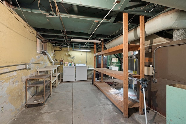 basement featuring washer and dryer