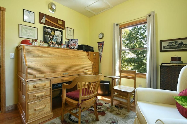 interior space featuring plenty of natural light and hardwood / wood-style floors