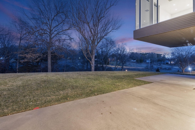 yard at dusk with a patio