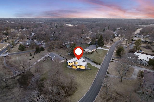 view of aerial view at dusk