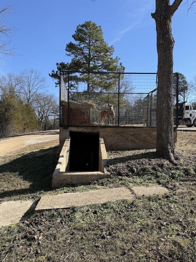 view of storm shelter