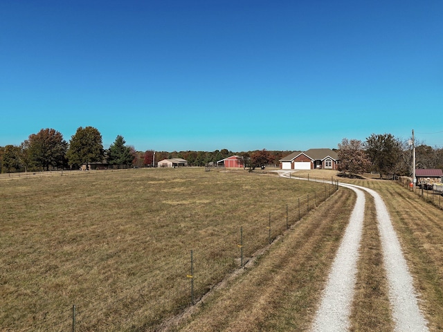 view of street featuring a rural view