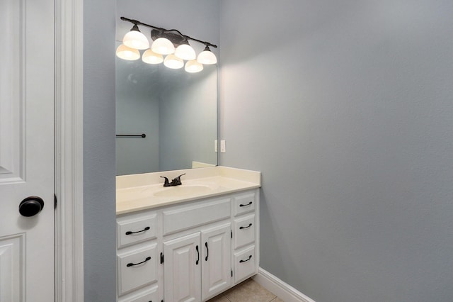 bathroom featuring vanity and tile patterned flooring