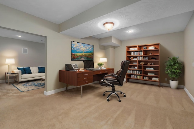 view of carpeted home office