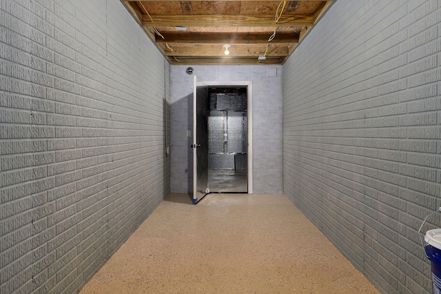 hallway with beam ceiling